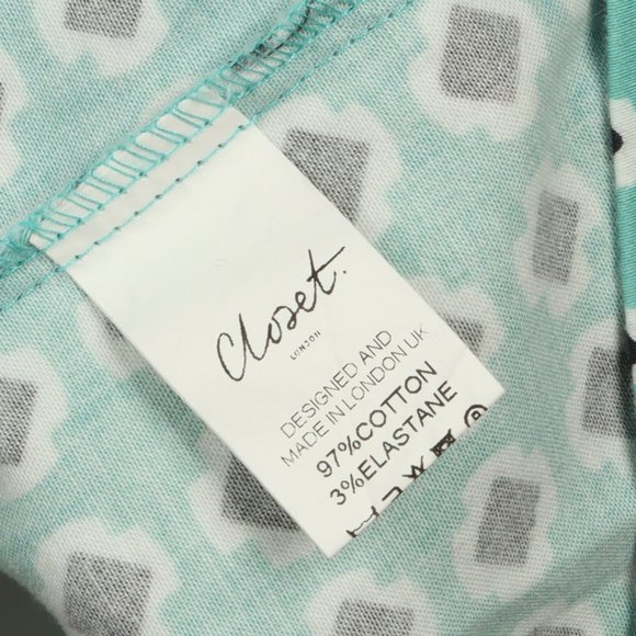 Closet London Fit & Flare Sleeveless Aqua & Black Checkered Dress with Pockets - Picture 8 of 10